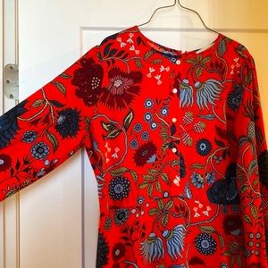Ann Taylor LOFT - Red Primavera Long Sleeve Dress, Size 10